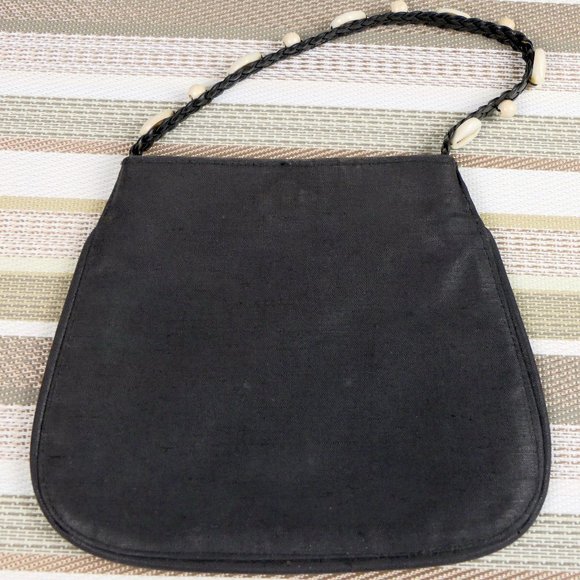 bis Charles Jourdan Dark Brown Silky Natural Fabric Small HOBO Handbag - Picture 5 of 10